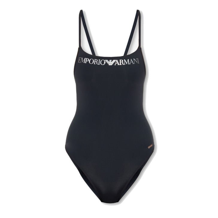 EMPORIO ARMANI COSTUME INTERO NERO CON LOGO LETTERING SILVER