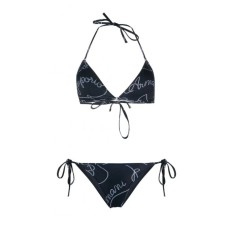 EMPORIO ARMANI BIKINI DUE PEZZI BLU CON LOGO LETTERING WHITE ALL OVER
