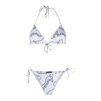 EMPORIO ARMANI BIKINI DUE PEZZI WHITE CON LOGO LETTERING BLU ALL OVER
