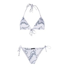 EMPORIO ARMANI BIKINI DUE PEZZI WHITE CON LOGO LETTERING BLU ALL OVER
