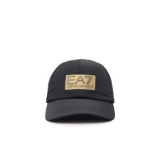 EA7 Emporio Armani Cappello da Uomo nero con logo a contrasto di colore oro 
