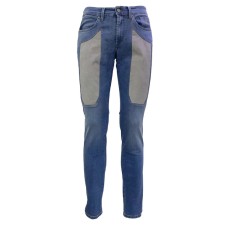 Jeckerson Jeans denim blu cinque tasche con toppe in Alcantara Grigio