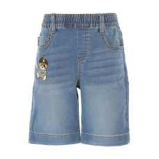Moschino Pantaloncino in jeans Denim Blu con Patch Teddy Bear