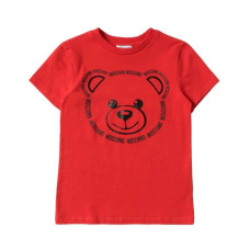 Moschino T-shirt rossa a manica corta con maxi stampa Teddy Bear 