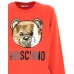 Moschino Couture felpa rossa con logo Teddy in paillettes e logo lettering stampato 