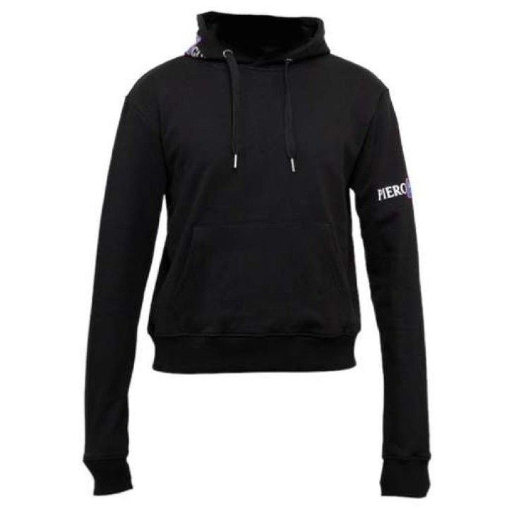 Piero Guidi Felpa nera in cotone con cappuccio 187A1431401