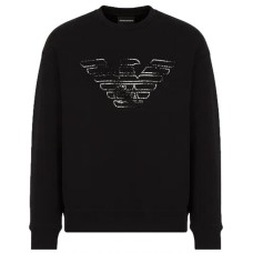 Emporio Armani Felpa Nera in double jersey con stampa logo graffito