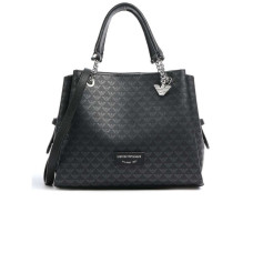 Emporio Armani Borsa a spalla Nera con Stampa Monogram Eagle All Over e tracolla regolabile, estraibile
