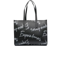 Emporio Armani Borsa a spalla Nera con Logo Lettering All Over