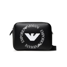 Emporio Armani Borsa Nera a tracolla con maxi logo nella parte anteriore e tracolla regolabile, estraibile