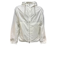 EMPORIO ARMANI BLOUSON JACKET WHITE CON LOGO LETTERING ALL OVER TONO SU TONO	