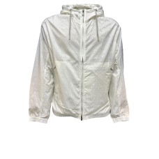 EMPORIO ARMANI BLOUSON JACKET WHITE CON LOGO LETTERING ALL OVER TONO SU TONO	