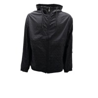 EMPORIO ARMANI BLOUSON JACKET BLU NAVY CON LOGO LETTERING ALL OVER TONO SU TONO
