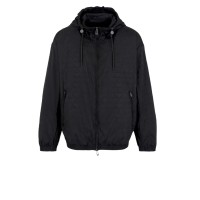 EMPORIO ARMANI BLOUSON JACKET BLACK CON LOGO LETTERING ALL OVER TONO SU TONO