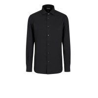 EMPORIO ARMANI SHIRT BLACK CON LOGO LETTERING ALL OVER TONO SU TONO 