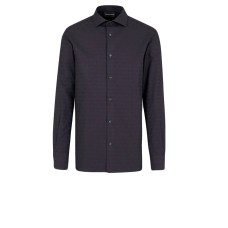 EMPORIO ARMANI SHIRT BLU NAVY A MANICA LUNGA CON LOGO LETTERING ALL OVER