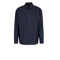 EMPORIO ARMANI SHIRT IN DENIM BLU CON LOGO LETTERING ALL OVER