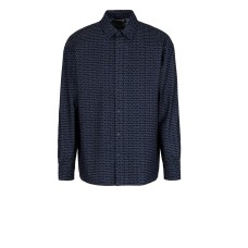 EMPORIO ARMANI SHIRT IN DENIM BLU CON LOGO LETTERING ALL OVER