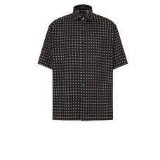 EMPORIO ARMANI SHIRT OVER FIT A MANICA CORTA NERA CON LOGO AQUILA ALL OVER