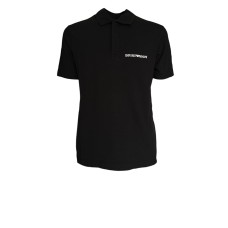 EMPORIO ARMANI POLO SHIRT IN COTONE A MANICA CORTA BLACK CON LOGO LETTERING E MAXI STAMPA MON AMOUR 
