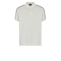 EMPORIO ARMANI POLO SHIRT A MANICA CORTA CON BANDE CON LOGO LETTERING TONO SU TONO	