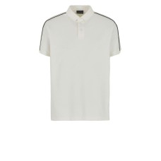 EMPORIO ARMANI POLO SHIRT A MANICA CORTA CON BANDE CON LOGO LETTERING TONO SU TONO	