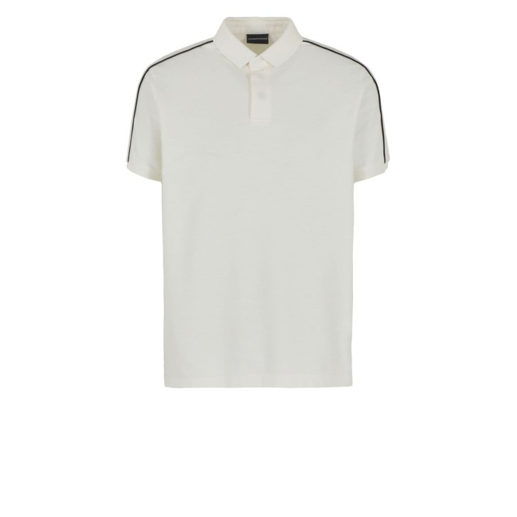 EMPORIO ARMANI POLO SHIRT A MANICA CORTA CON BANDE CON LOGO LETTERING TONO SU TONO	