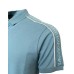 EMPORIO ARMANI POLO SHIRT VERDE ACQUA A MANICA CORTA CON BANDE CON LOGO LETTERING TONO SU TONO	