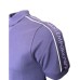 EMPORIO ARMANI POLO SHIRT VIOLA A MANICA CORTA CON BANDE CON LOGO LETTERING TONO SU TONO	