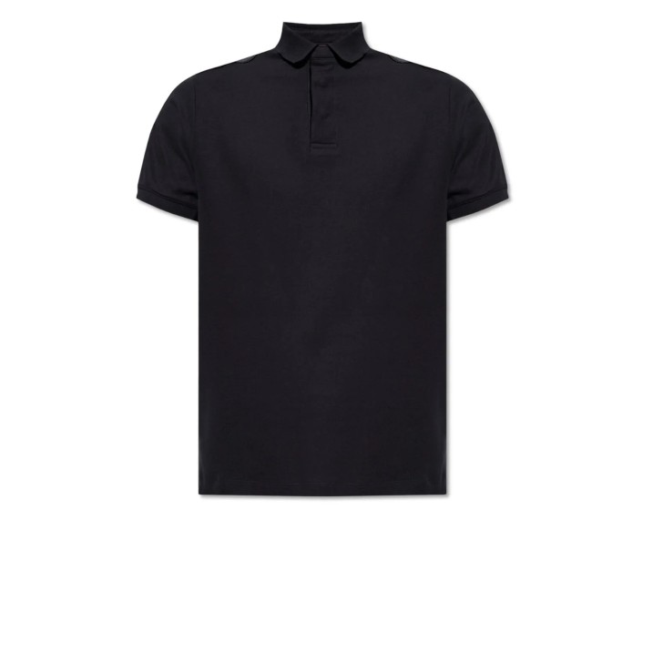 EMPORIO ARMANI POLO SHIRT BLU NAVY A MANICA CORTA CON BANDE CON LOGO LETTERING TONO SU TONO	