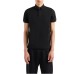 EMPORIO ARMANI POLO SHIRT BLACK A MANICA CORTA CON BANDE CON LOGO LETTERING TONO SU TONO 