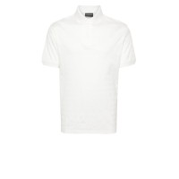 EMPORIO ARMANI POLO SHIRT WHITE A MANICA CORTA CON LOGO LETTERING ALL OVER TONO SU TONO	