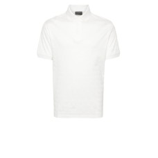 EMPORIO ARMANI POLO SHIRT WHITE A MANICA CORTA CON LOGO LETTERING ALL OVER TONO SU TONO	