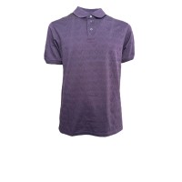 EMPORIO ARMANI POLO SHIRT VIOLA A MANICA CORTA CON LOGO LETTERING ALL OVER TONO SU TONO	