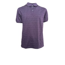 EMPORIO ARMANI POLO SHIRT VIOLA A MANICA CORTA CON LOGO LETTERING ALL OVER TONO SU TONO	
