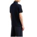 EMPORIO ARMANI POLO SHIRT BLU NAVY A MANICA CORTA CON LOGO LETTERING ALL OVER TONO SU TONO