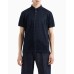 EMPORIO ARMANI POLO SHIRT A MANICA CORTA BLU NAVY CON LOGO LETTERING ALL OVER TONO SU TONO 