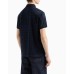 EMPORIO ARMANI POLO SHIRT A MANICA CORTA BLU NAVY CON LOGO LETTERING ALL OVER TONO SU TONO 