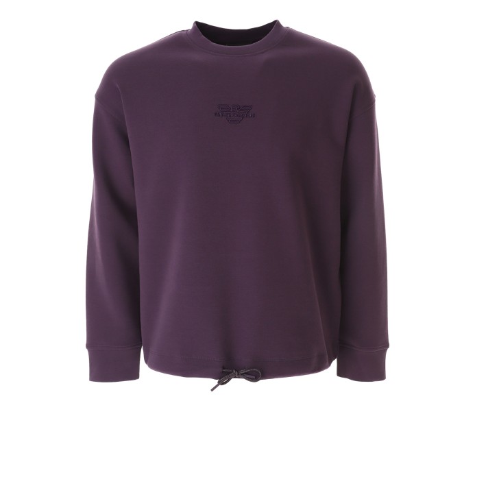 EMPORIO ARMANI SWEATSHIRT VIOLA CON LOGO AQUILA E LETTERING 