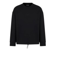 EMPORIO ARMANI SWEATSHIRT NERA CON LOGO AQUILA E LETTERING 