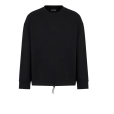 EMPORIO ARMANI SWEATSHIRT NERA CON LOGO AQUILA E LETTERING 