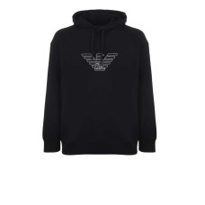 EMPORIO ARMANI SWEATSHIRT BLACK CON CAPPUCCIO E LOGO AQUILA 