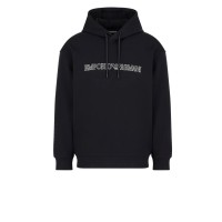 EMPORIO ARMANI SWEATSHIRT BLACK CON CAPPUCCIO E LOGO LETTERING