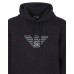 EMPORIO ARMANI SWEATSHIRT BLU NAVY CON CAPPUCCIO E LOGO AQUILA 