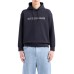 EMPORIO ARMANI SWEATSHIRT BLU NAVY CON CAPPUCCIO E LOGO LETTERING	