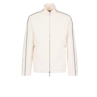 EMPORIO ARMANI SWEATSHIRT FULL ZIP IN DOUBLE JERSEY CON BANDE CON LOGO LETTERING ALL OVER TONO SU TONO	