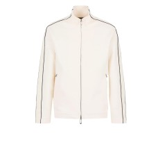 EMPORIO ARMANI SWEATSHIRT FULL ZIP IN DOUBLE JERSEY CON BANDE CON LOGO LETTERING ALL OVER TONO SU TONO	