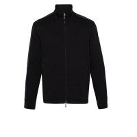EMPORIO ARMANI SWEATSHIRT BLU NAVY FULL ZIP IN DOUBLE JERSEY CON BANDE CON LOGO LETTERING ALL OVER TONO SU TONO	