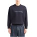 EMPORIO ARMANI SWEATSHIRT BLU NAVY A GIROCOLLO CON LOGO LETTERING RICAMATO	