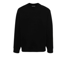 EMPORIO ARMANI SWEATSHIRT BLACK IN COTONE CON MAXI LOGO AQUILA TONO SU TONO	
